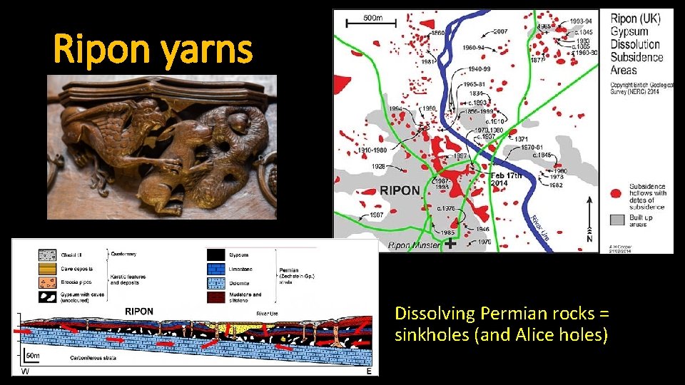 Ripon yarns Dissolving Permian rocks = sinkholes (and Alice holes) 