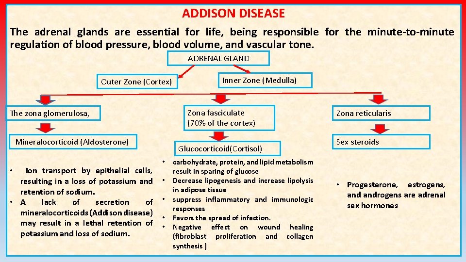 ADDISON DISEASE The adrenal glands are essential for life, being responsible for the minute-to-minute ADDISON DISEASE The adrenal glands are essential for life, being responsible for the minute-to-minute