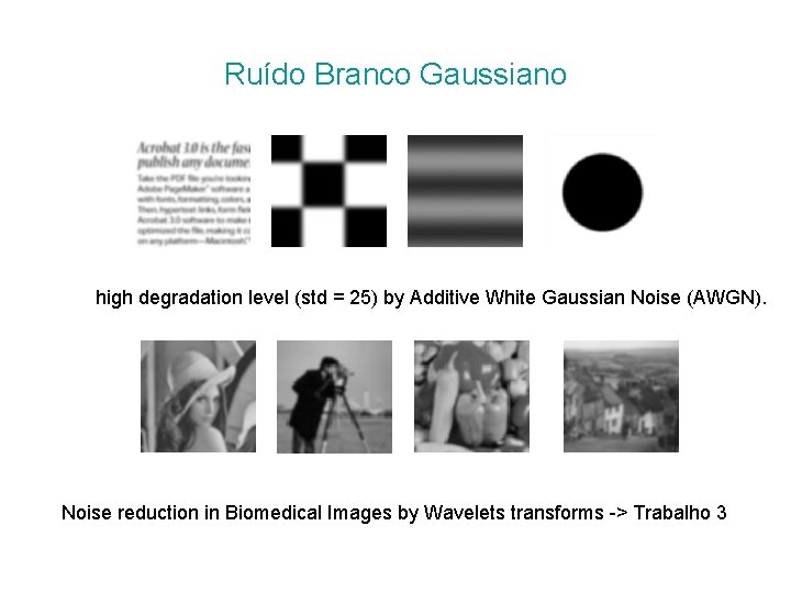 Ruído Branco Gaussiano high degradation level (std = 25) by Additive White Gaussian Noise
