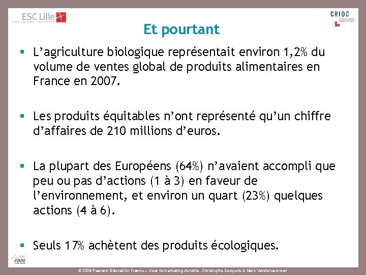 Et pourtant § L’agriculture biologique représentait environ 1, 2% du volume de ventes global