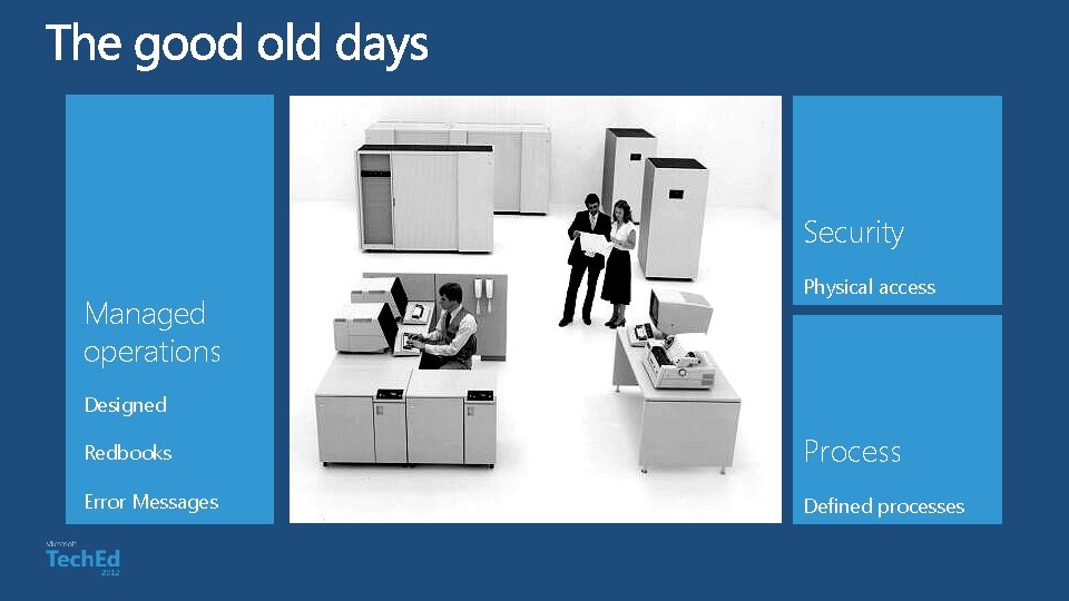 Security Managed operations Physical access Designed Redbooks Process Error Messages Defined processes Security Managed operations Physical access Designed Redbooks Process Error Messages Defined processes