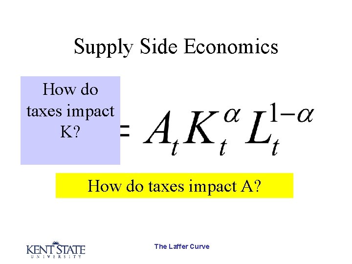 Supply Side Economics How do taxes impact K? How do taxes impact A? The