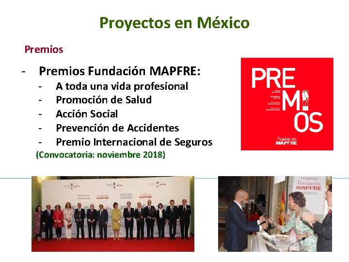 Proyectos en México Premios - Premios Fundación MAPFRE: - A toda una vida profesional