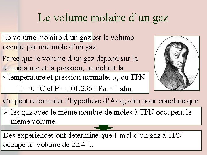 Le volume molaire d’un gaz est le volume occupé par une mole d’un gaz.