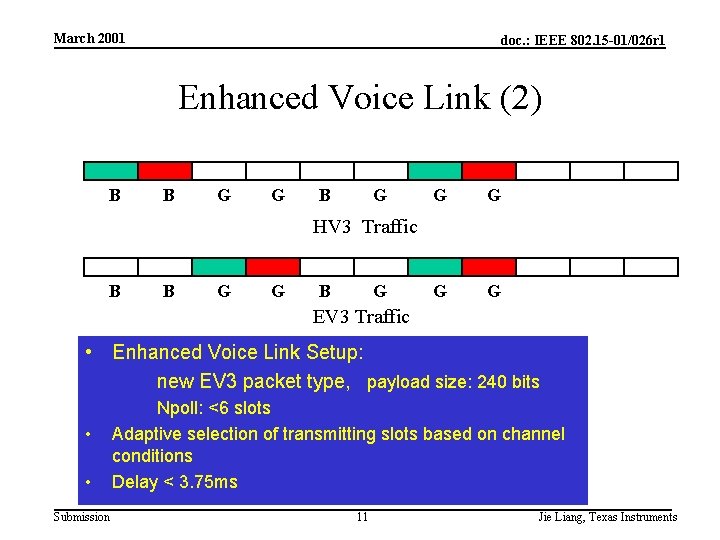 March 2001 doc. : IEEE 802. 15 -01/026 r 1 Enhanced Voice Link (2) March 2001 doc. : IEEE 802. 15 -01/026 r 1 Enhanced Voice Link (2)