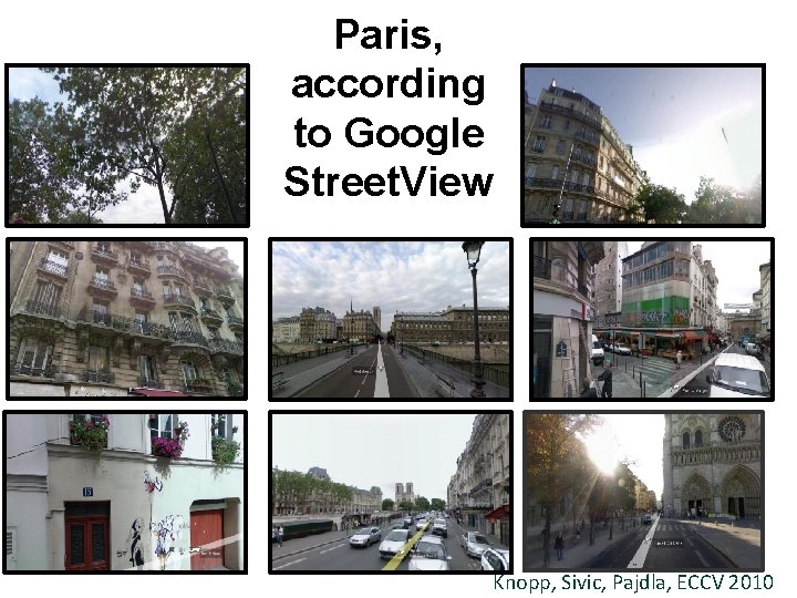 Paris, according to Google Street. View Knopp, Sivic, Pajdla, ECCV 2010 