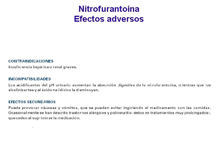 Nitrofurantoína Efectos adversos 