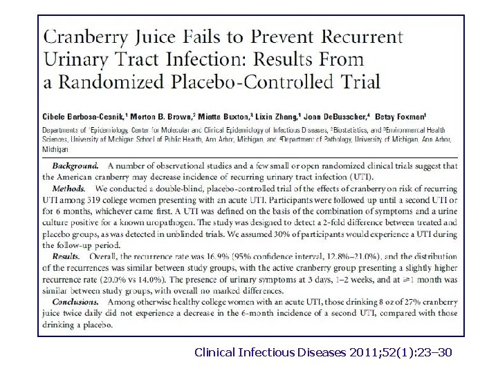 Clinical Infectious Diseases 2011; 52(1): 23– 30 