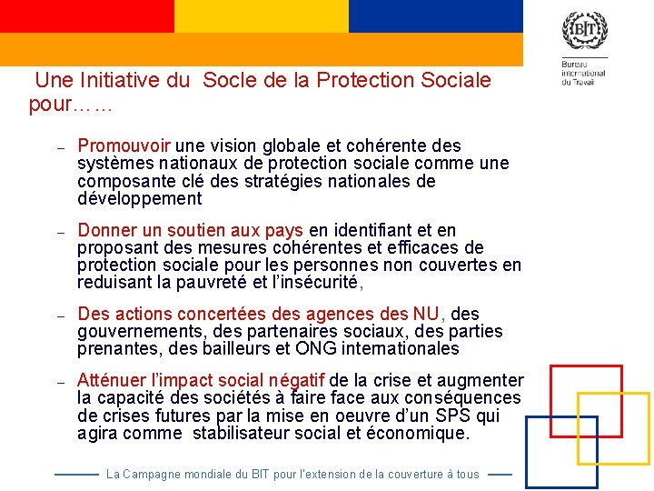 Une Initiative du Socle de la Protection Sociale pour…… – Promouvoir une vision globale