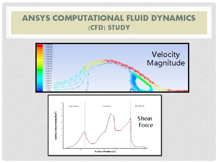 ANSYS COMPUTATIONAL FLUID DYNAMICS (CFD) STUDY Velocity Magnitude Shear Force 