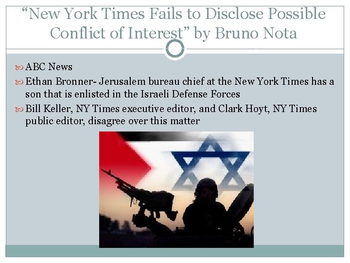 “New York Times Fails to Disclose Possible Conflict of Interest” by Bruno Nota ABC