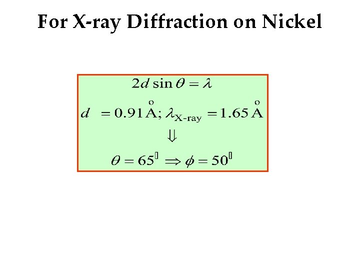 For X-ray Diffraction on Nickel 