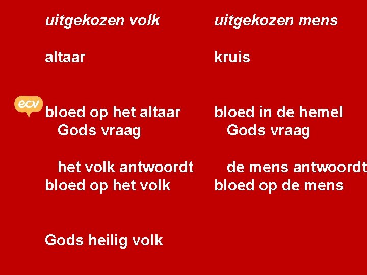 uitgekozen volk uitgekozen mens altaar kruis bloed op het altaar Gods vraag bloed in