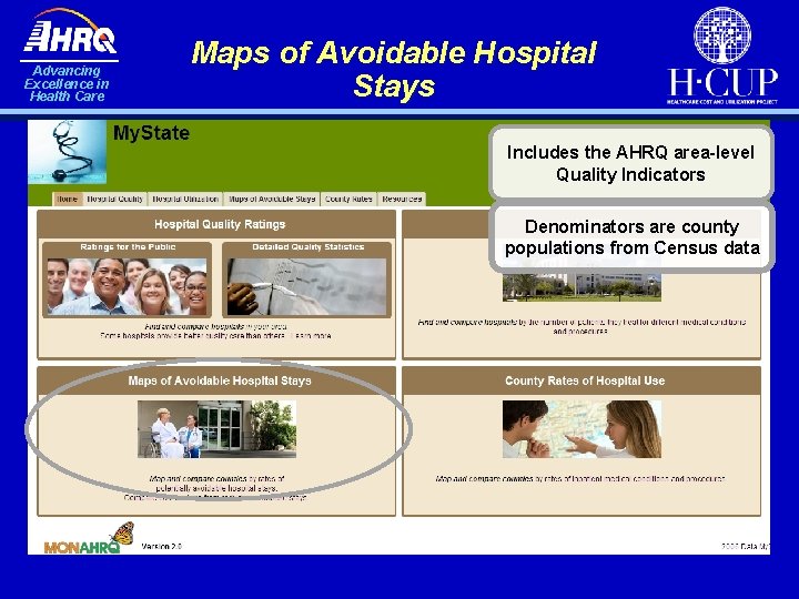 Advancing Excellence in Health Care Maps of Avoidable Hospital Stays Includes the AHRQ area-level