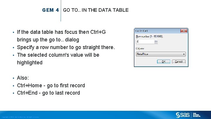 GEM 4 GO TO. . IN THE DATA TABLE If the data table has