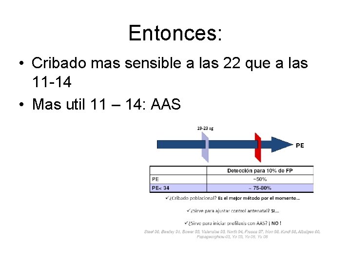 Entonces: • Cribado mas sensible a las 22 que a las 11 -14 •