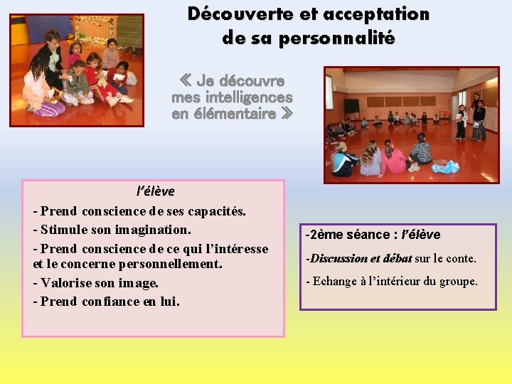 Découverte et acceptation de sa personnalité « Je découvre mes intelligences en élémentaire »