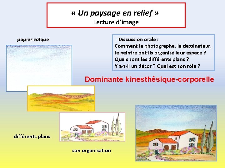  « Un paysage en relief » Lecture d’image papier calque - Discussion orale