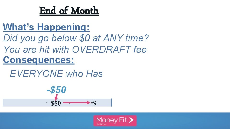 End of Month What’s Happening: Did you go below $0 at ANY time? You