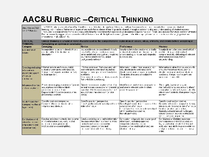 AAC&U RUBRIC – CRITICAL THINKING 