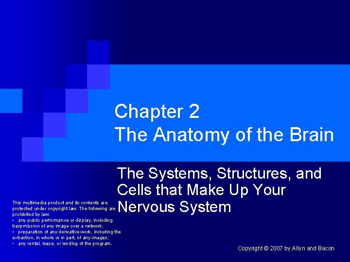 Chapter 2 The Anatomy of the Brain The Systems, Structures, and Cells that Make