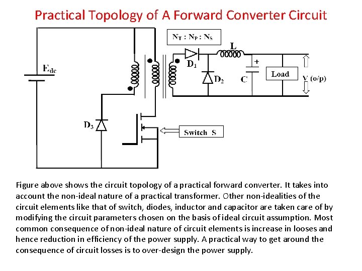 Practical Topology of A Forward Converter Circuit Figure above shows the circuit topology of