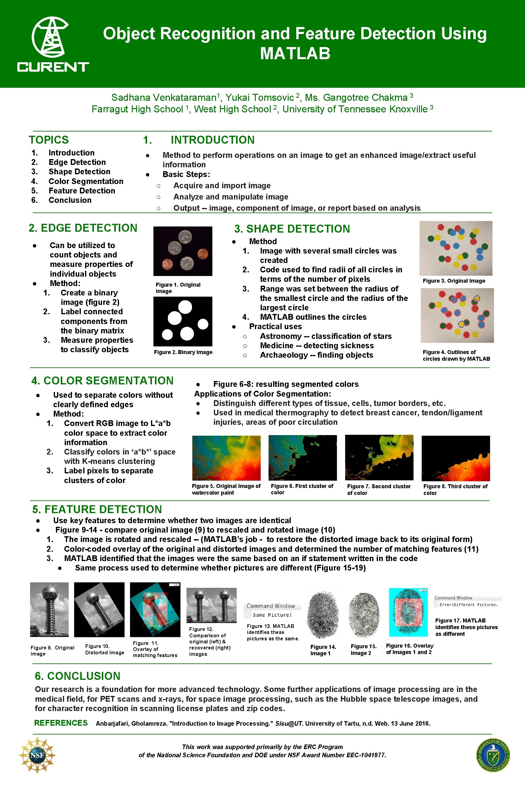 Object Recognition and Feature Detection Using MATLAB Sadhana Venkataraman 1, Yukai Tomsovic 2, Ms.