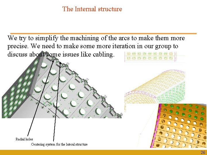 The Internal structure We try to simplify the machining of the arcs to make