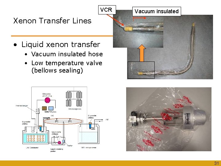 VCR Vacuum insulated Xenon Transfer Lines • Liquid xenon transfer • Vacuum insulated hose