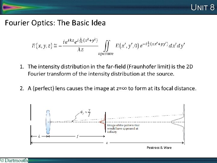 UNIT 8 Fourier Optics: The Basic Idea Peatross & Ware 