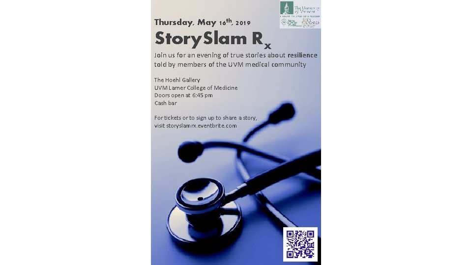 Thursday, May 16 th, 2019 Story. Slam Rx Join us for an evening of