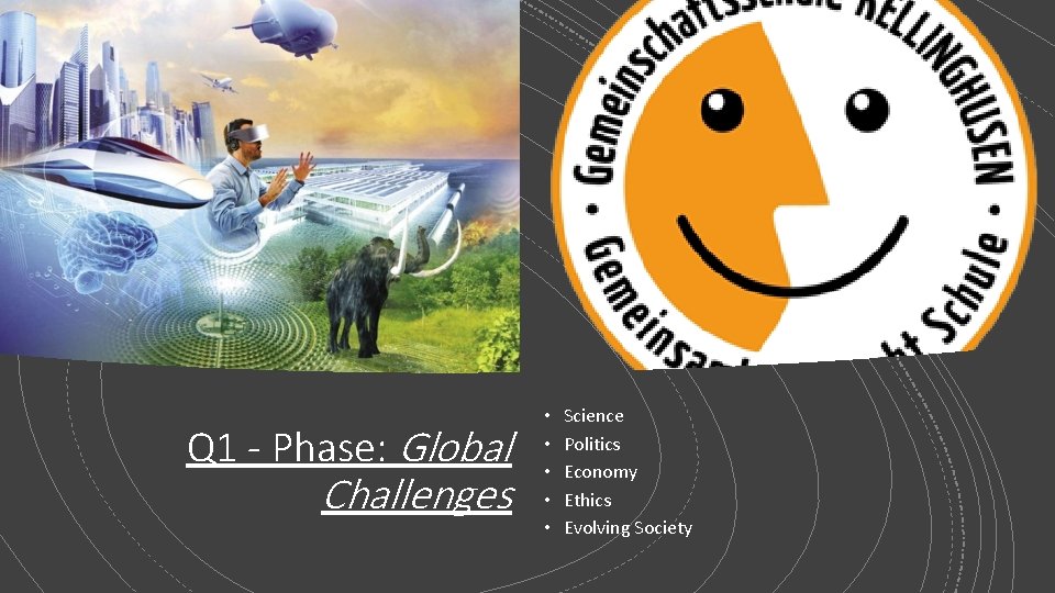 Q 1 - Phase: Global Challenges • • • Science Politics Economy Ethics Evolving