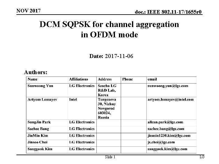 NOV 2017 doc. : IEEE 802. 11 -17/1655 r 0 DCM SQPSK for channel
