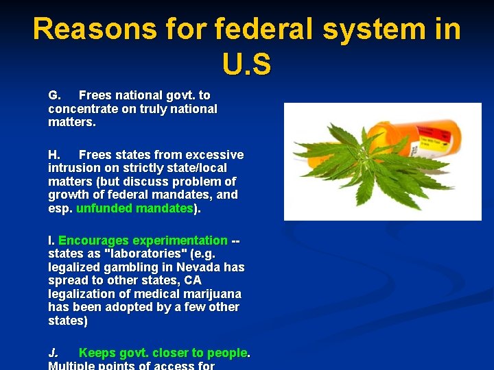 Reasons for federal system in U. S G. Frees national govt. to concentrate on