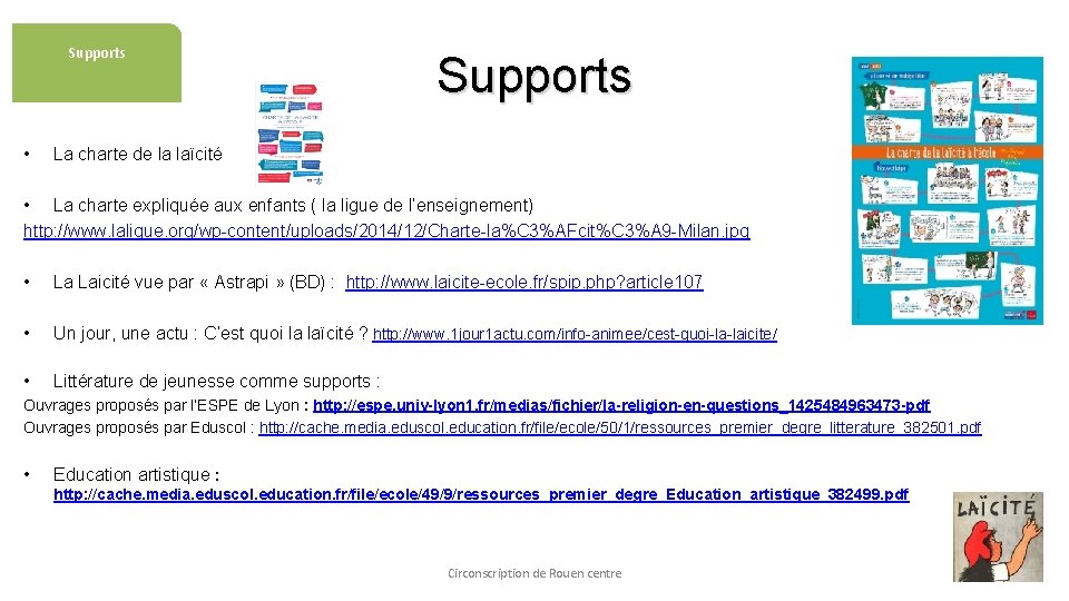 Supports • Supports La charte de la laïcité • La charte expliquée aux enfants