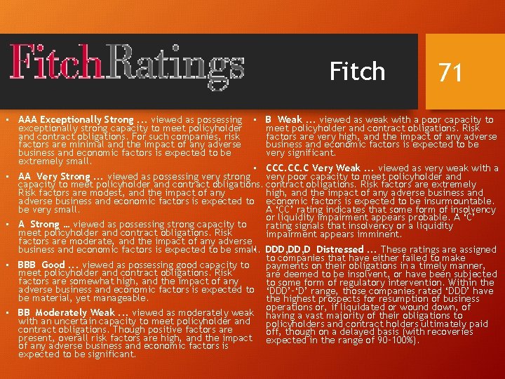 Fitch • AAA Exceptionally Strong. . . viewed as possessing exceptionally strong capacity to