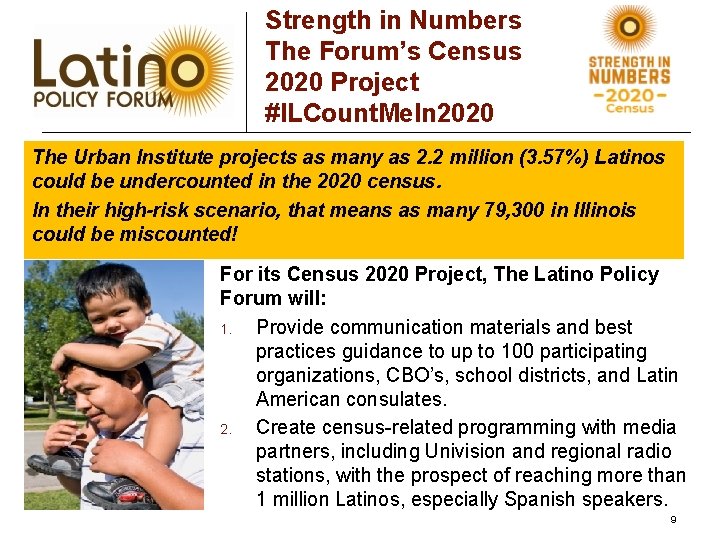 Strength in Numbers The Forum’s Census 2020 Project #ILCount. Me. In 2020 The Urban