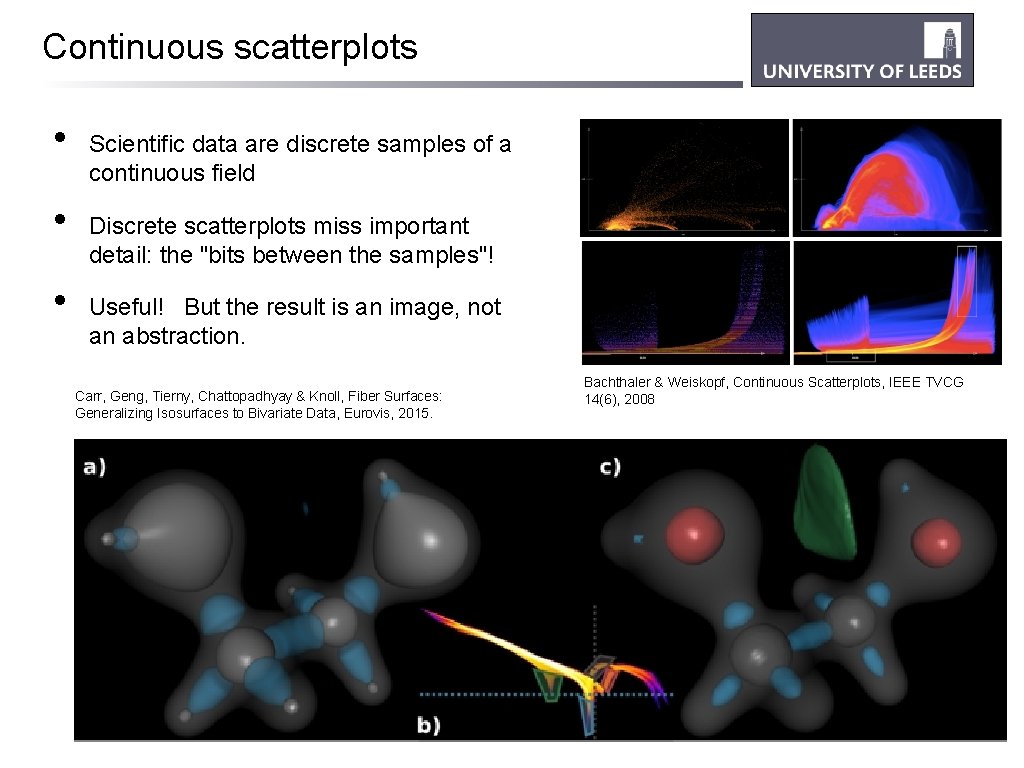 Continuous scatterplots • • • Scientific data are discrete samples of a continuous field