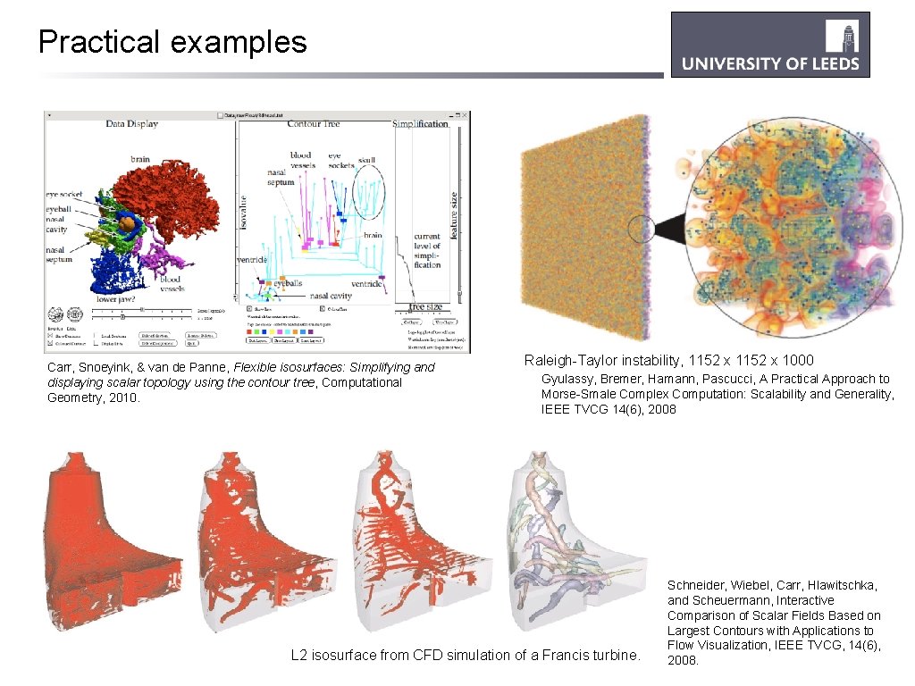 Practical examples Carr, Snoeyink, & van de Panne, Flexible isosurfaces: Simplifying and displaying scalar