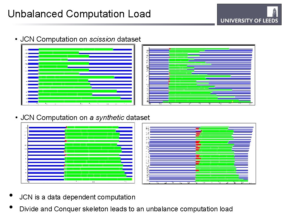 Unbalanced Computation Load • JCN Computation on scission dataset • JCN Computation on a