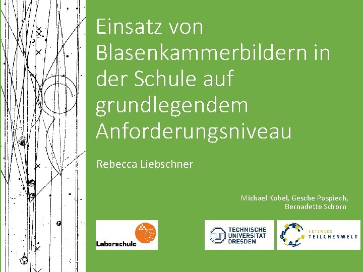 Einsatz von Blasenkammerbildern in der Schule auf grundlegendem Anforderungsniveau Rebecca Liebschner Michael Kobel, Gesche