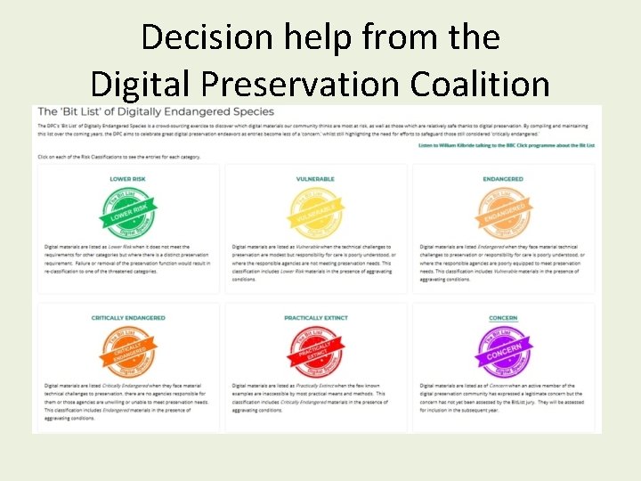 Decision help from the Digital Preservation Coalition 