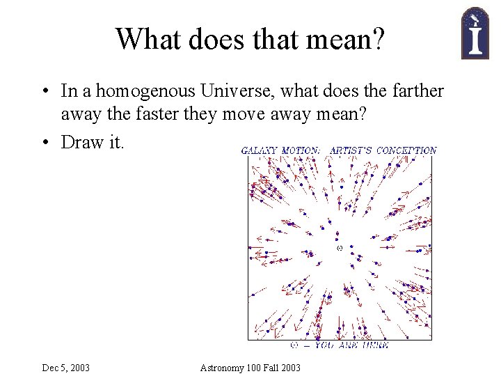 What does that mean? • In a homogenous Universe, what does the farther away