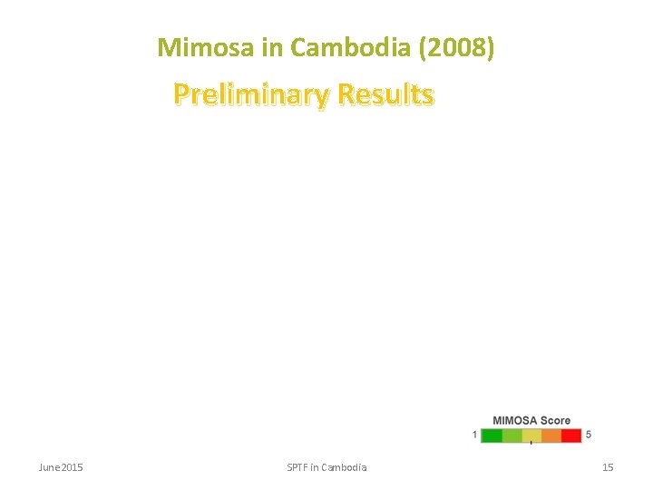 Mimosa in Cambodia (2008) Preliminary Results June 2015 SPTF in Cambodia 15 