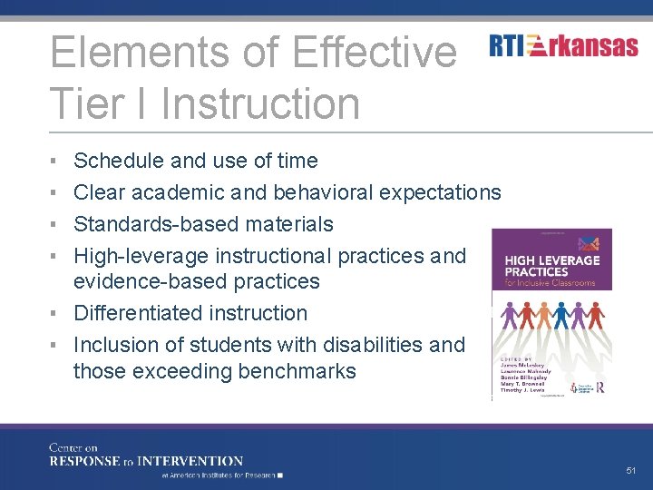 Elements of Effective Tier I Instruction ▪ ▪ Schedule and use of time Clear
