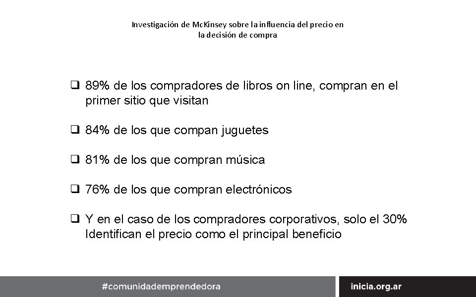 Investigación de Mc. Kinsey sobre la influencia del precio en la decisión de compra