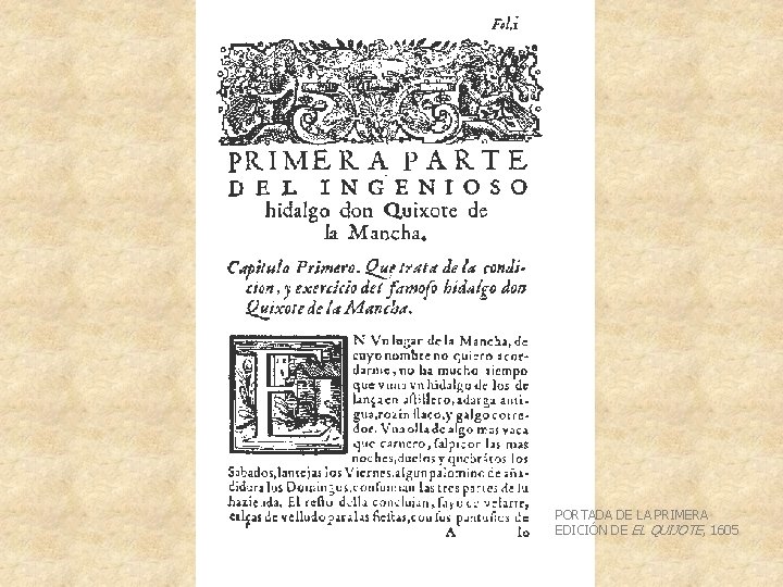 PORTADA DE LA PRIMERA EDICIÓN DE EL QUIJOTE, 1605 