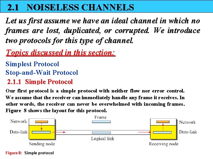 2. 1 NOISELESS CHANNELS Let us first assume we have an ideal channel in