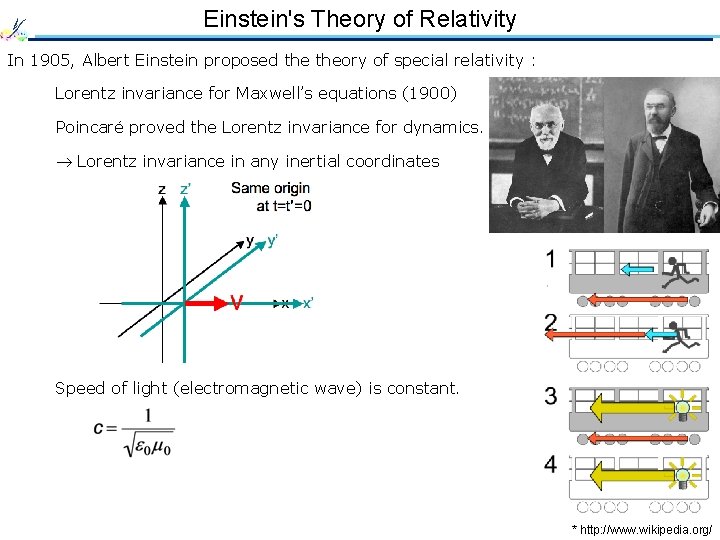 Einstein's Theory of Relativity In 1905, Albert Einstein proposed theory of special relativity :