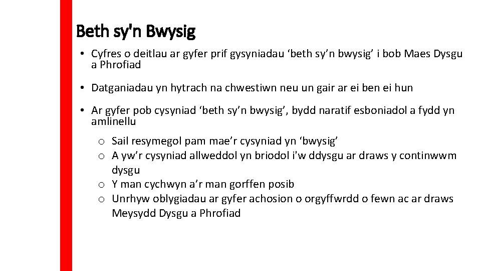 Beth sy'n Bwysig • Cyfres o deitlau ar gyfer prif gysyniadau ‘beth sy’n bwysig’